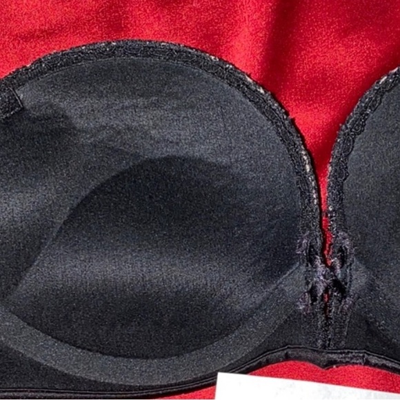 New BOMBSHELL Add-2-Cups Strapless Lace Up Chantilly Lace Black Push-Up Bra 32B - Picture 4 of 5